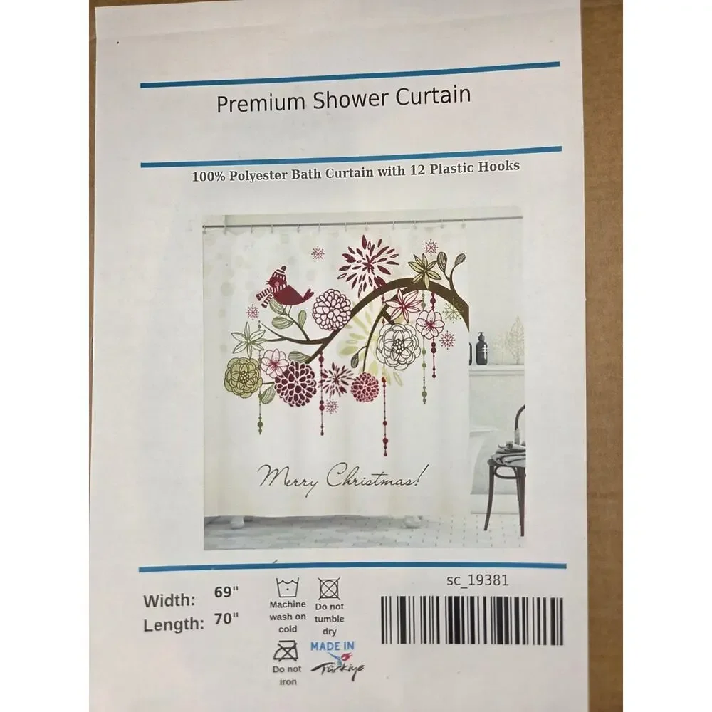 Christmas Bath Shower Curtain With 12 Hooks 69